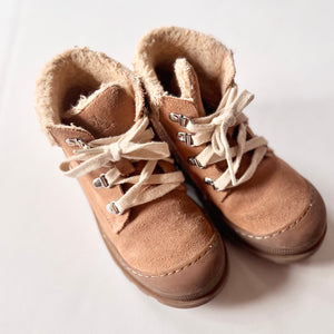 ZARA LEATHER KIDS LACE UP BOOTS, LITTLE KIDS 11.5