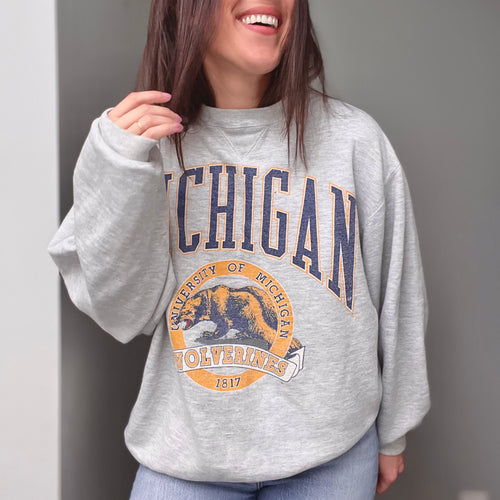 RARE 90'S VINTAGE MICHIGAN CREWNECK, MEN'S L